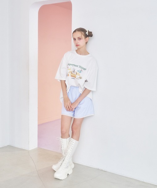 Poika(ポイカ)の「ストライプレース刺繍ショートパンツ(その他パンツ・レディース・ブルー/サックスブルー・SMALL/MEDIUM)」の15枚目の写真