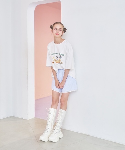 Poika(ポイカ)の「ストライプレース刺繍ショートパンツ(その他パンツ・レディース・ブルー/サックスブルー・SMALL/MEDIUM)」の16枚目の写真