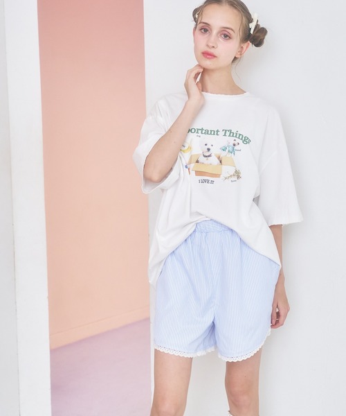 Poika(ポイカ)の「ストライプレース刺繍ショートパンツ(その他パンツ・レディース・ブルー/サックスブルー・SMALL/MEDIUM)」の5枚目の写真