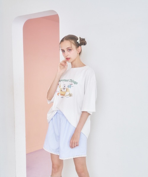 Poika(ポイカ)の「ストライプレース刺繍ショートパンツ(その他パンツ・レディース・ブルー/サックスブルー・SMALL/MEDIUM)」の6枚目の写真