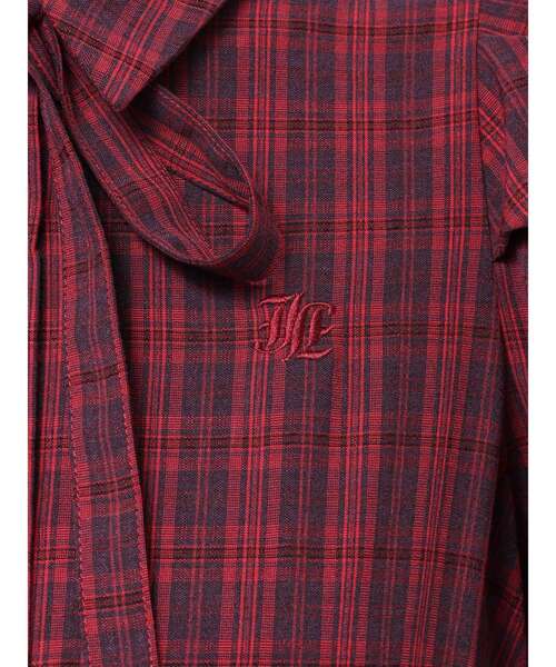 jouetie（ジュエティ）の「ヘムフリルチェックロングシャツワンピース（ワンピース・レディース・レッド/グレー/ブラック・MEDIUM）」の6枚目の写真