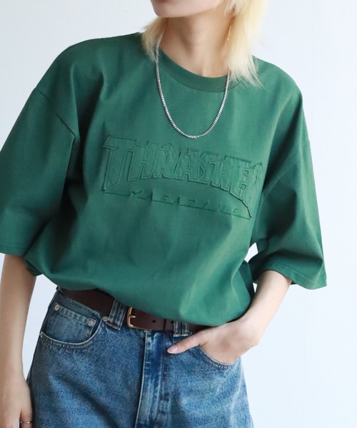 THRASHER(スラッシャー)の「【THRASHER/スラッシャー】オーバーサイズ ロゴアップリケ 半袖Tシャツ(Tシャツ/カットソー・メンズ・ベージュ/グリーン/ブラック/ホワイト/アッシュグレー・L/M/XL)」の5枚目の写真