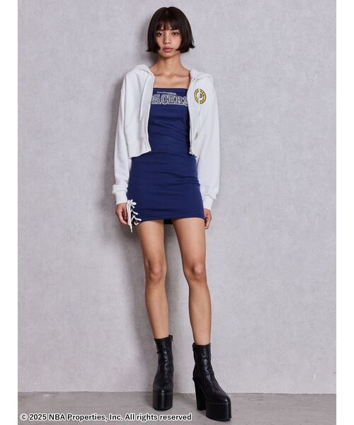 NBA(エヌビーエー)の「NBA STONEスウェットショートパーカー(パーカー・レディース・チャコールグレー/オフホワイト/ライトグレー・FREE)」の17枚目の写真