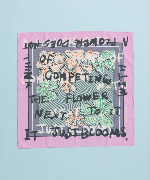 MAISON SPECIAL(メゾンスペシャル)の「Hand Illustration Flower Scarf/ハンドイラストフラワースカーフ【MAISON SPECIAL/メゾンスペシャル】(バンダナ/スカーフ・レディース・ブルー/ピンク・FREE)」の8枚目の写真