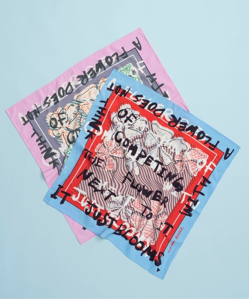 MAISON SPECIAL(メゾンスペシャル)の「Hand Illustration Flower Scarf/ハンドイラストフラワースカーフ【MAISON SPECIAL/メゾンスペシャル】(バンダナ/スカーフ・レディース・ブルー/ピンク・FREE)」の9枚目の写真