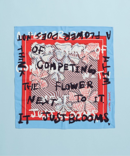 MAISON SPECIAL(メゾンスペシャル)の「Hand Illustration Flower Scarf/ハンドイラストフラワースカーフ【MAISON SPECIAL/メゾンスペシャル】(バンダナ/スカーフ・レディース・ブルー/ピンク・FREE)」の7枚目の写真