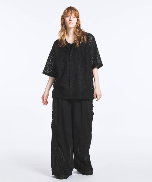 UNISEX》Crochet Like Mesh Prime-Over Short Sleeve Shirt