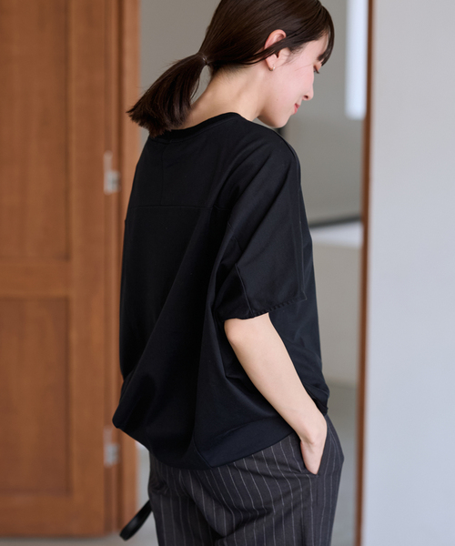 新品 FRAMe WORK スムースコクーンプルオーバー＊黒 ≪追加≫スムースコクーンプルオーバー 2（Tシャツ／カットソー