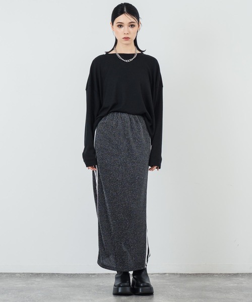 ANAP(アナップ)の「クルーネック ワッフル ロングスリーブ Tシャツ 長袖(Tシャツ/カットソー・レディース・レッド/ブラック/ホワイト・FREE)」の14枚目の写真
