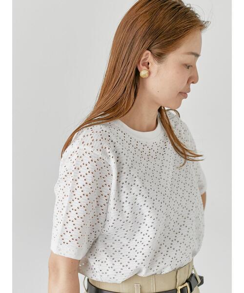 Lugnoncure（ルノンキュール）の「カットレースハーフスリーブトップス（その他トップス・レディース・オフホワイト/ネイビー/ブラック・F）」の6枚目の写真