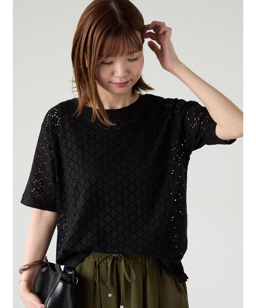 Lugnoncure（ルノンキュール）の「カットレースハーフスリーブトップス（その他トップス・レディース・オフホワイト/ネイビー/ブラック・F）」の9枚目の写真
