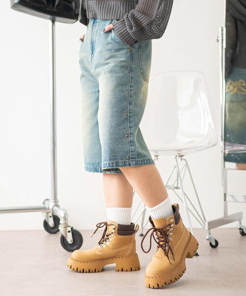 WEGO(ウィゴー)の「WEGO/ロゴスタッズハーフパンツ(デニムパンツ・レディース・グレー/コバルトブルー・SMALL/MEDIUM)」の10枚目の写真