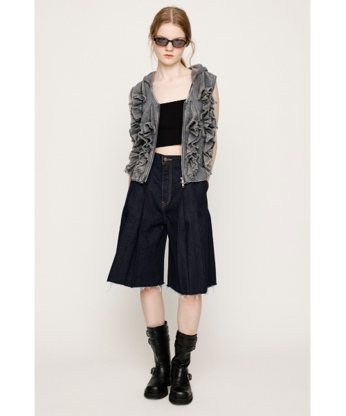 FRONT ZIP FRILL TOPS フロントジップ フリル トップス 夏服（T
