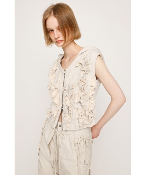 tシャツ Gather Frill Mellow Tops レディース SLY（スライ）の「FRONT ZIP FRILL TOPS フロントジップ フリル