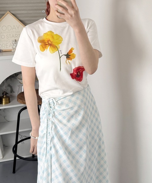 フラワープリント コンパクトTシャツ（Tシャツ/カットソー