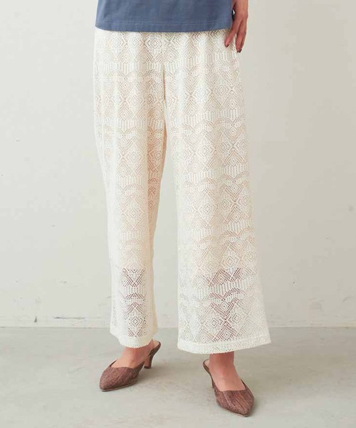 IEDIT（イディット）の「ＩＥＤＩＴ　カットソーレースでらくちん＆涼やかなレースパンツ（その他パンツ・レディース・ホワイト/ブラック・LL/3L/M/L/4L/S）」の2枚目の写真