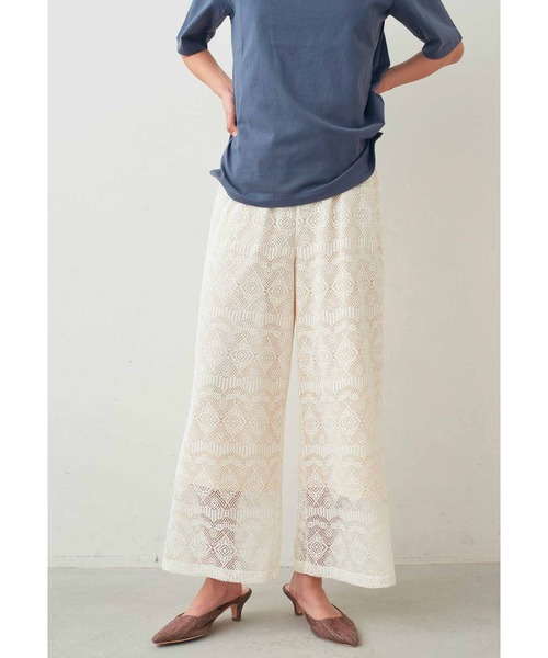 IEDIT（イディット）の「ＩＥＤＩＴ　カットソーレースでらくちん＆涼やかなレースパンツ（その他パンツ・レディース・ホワイト/ブラック・LL/3L/M/L/4L/S）」の6枚目の写真