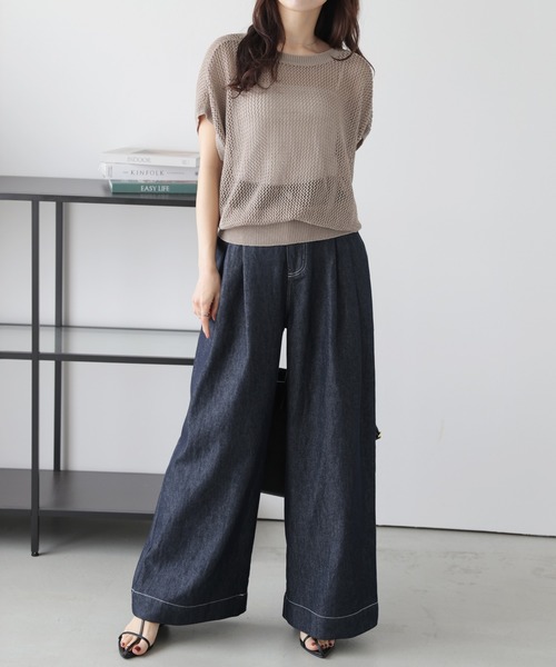 La-gemme(ラジェム)の「前後2Wayかぎ編みカーディガン(カーディガン/ボレロ・レディース・ブラック/グレー/モカ/ホワイト/ピンク・フリー)」の15枚目の写真