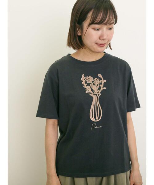 Samansa Mos2（サマンサ モスモス）の「花瓶柄コード刺繍Tシャツ（Tシャツ/カットソー・レディース・ブラック/ベージュ/オフホワイト・F）」の3枚目の写真