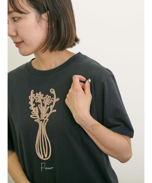 セール】花瓶柄コード刺繍Tシャツ（Tシャツ/カットソー）｜Samansa