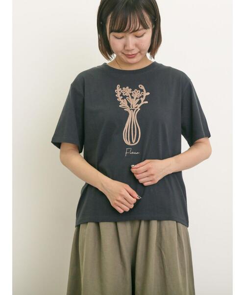 Samansa Mos2（サマンサ モスモス）の「花瓶柄コード刺繍Tシャツ（Tシャツ/カットソー・レディース・ブラック/ベージュ/オフホワイト・F）」の13枚目の写真