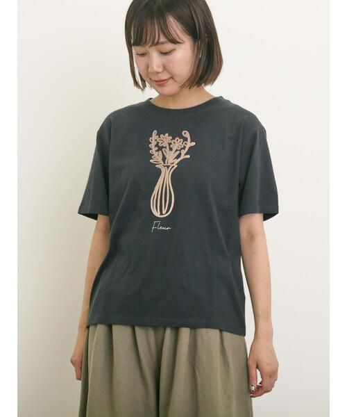 Samansa Mos2（サマンサ モスモス）の「花瓶柄コード刺繍Tシャツ（Tシャツ/カットソー・レディース・ブラック/ベージュ/オフホワイト・F）」の14枚目の写真