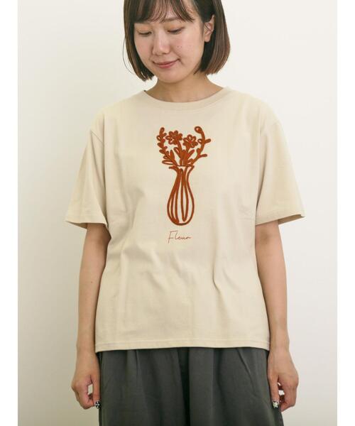 Samansa Mos2（サマンサ モスモス）の「花瓶柄コード刺繍Tシャツ（Tシャツ/カットソー・レディース・ブラック/ベージュ/オフホワイト・F）」の9枚目の写真