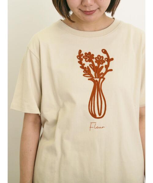 Samansa Mos2（サマンサ モスモス）の「花瓶柄コード刺繍Tシャツ（Tシャツ/カットソー・レディース・ブラック/ベージュ/オフホワイト・F）」の10枚目の写真