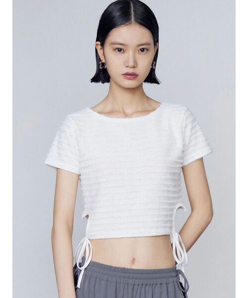 EMODA（エモダ）の「サイドハートオープントップス（Tシャツ/カットソー・レディース・ブルー/ホワイト/ブラック・FREE）」の6枚目の写真