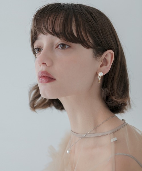 セール】【LEJA】パールクリスタルドロップピアス結婚式