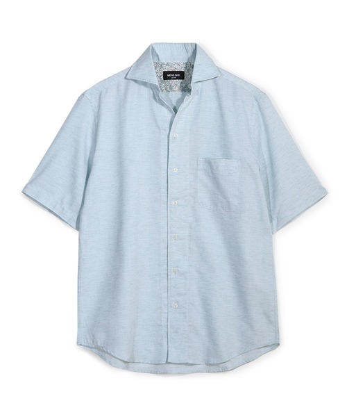 MEN'S BIGI（メンズビギ）の「ヘリンボーンワンピースカラーハーフスリーブシャツ（シャツ/ブラウス・メンズ・ベージュ/ネイビー/ホワイト/グリーン・01/02/03/04）」の3枚目の写真