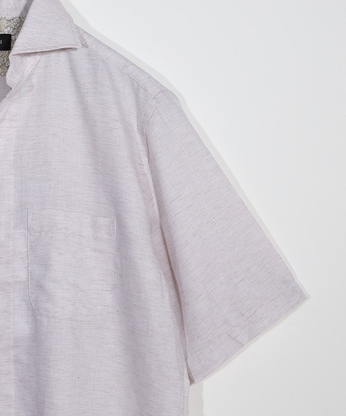 MEN'S BIGI（メンズビギ）の「ヘリンボーンワンピースカラーハーフスリーブシャツ（シャツ/ブラウス・メンズ・ベージュ/ネイビー/ホワイト/グリーン・01/02/03/04）」の9枚目の写真