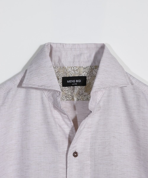 MEN'S BIGI（メンズビギ）の「ヘリンボーンワンピースカラーハーフスリーブシャツ（シャツ/ブラウス・メンズ・ベージュ/ネイビー/ホワイト/グリーン・01/02/03/04）」の5枚目の写真