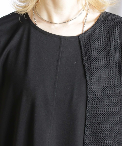 tシャツ メッシュ切替ノースリープルオーバー レディース セール】メッシュ切替ノースリープルオーバー（Tシャツ