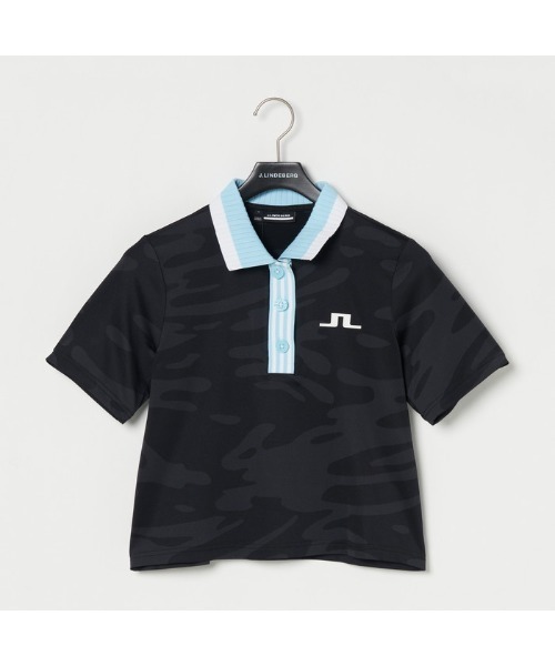 J.LINDEBERG(ジェイリンドバーグ)の「【J.LINDEBERG/GOLF】ジャガードジャージ半袖ポロ(シャツ/ブラウス・レディース・ブラック/サックスブルー・36/38/40/42)」の3枚目の写真