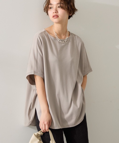 AMERICAN HOLIC(アメリカンホリック)の「接触冷感スムースニュアンスロングプルオーバー(Tシャツ/カットソー・レディース・グレイッシュベージュ/ブルー/オフホワイト/ネイビー・M/L)」の3枚目の写真
