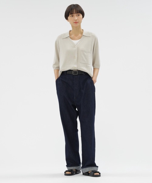 MHL.(エムエイチエル)の「HIGHGAUGE COTTON LINEN(ニット/セーター・レディース・ダークブラウン/オフホワイト・2)」の8枚目の写真