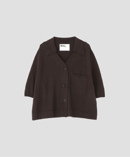 MHL.(エムエイチエル)の「HIGHGAUGE COTTON LINEN(ニット/セーター・レディース・ダークブラウン/オフホワイト・2)」の7枚目の写真