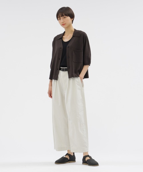 MHL.(エムエイチエル)の「HIGHGAUGE COTTON LINEN(ニット/セーター・レディース・ダークブラウン/オフホワイト・2)」の6枚目の写真