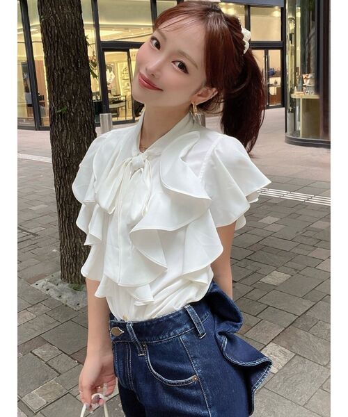 RESEXXY（リゼクシー）の「ボウタイラッフルブラウス（シャツ/ブラウス・レディース・ブラック/ピンク/ホワイト・FREE）」の10枚目の写真