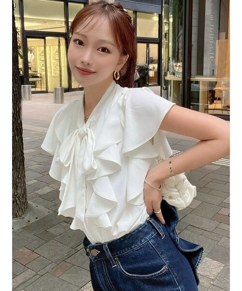 RESEXXY（リゼクシー）の「ボウタイラッフルブラウス（シャツ/ブラウス・レディース・ブラック/ピンク/ホワイト・FREE）」の11枚目の写真