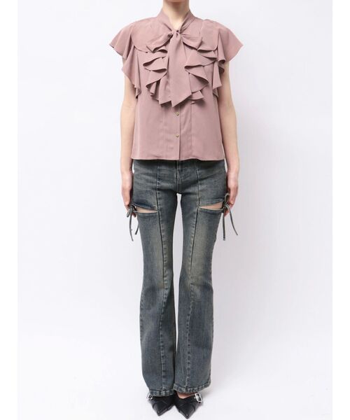 RESEXXY（リゼクシー）の「ボウタイラッフルブラウス（シャツ/ブラウス・レディース・ブラック/ピンク/ホワイト・FREE）」の7枚目の写真