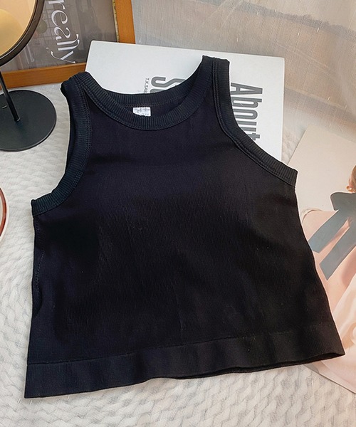 Revo.（レボ）の「【パット付き】シンプル 短丈 アメスリフィット タンクトップ ブラトップ（タンクトップ・レディース・ホワイト/ブラック・FREE）」の4枚目の写真