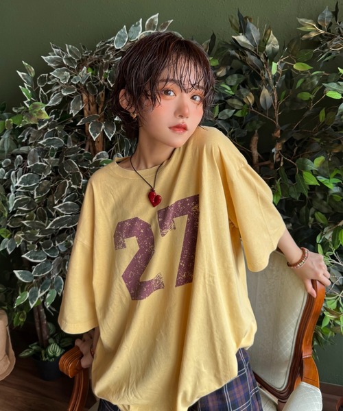WudgeBoy(ワッジボーイ)の「numbering T-shirt(Tシャツ/カットソー・メンズ・アイボリー/ネイビー/イエロー・LARGE/MEDIUM)」の1枚目の写真