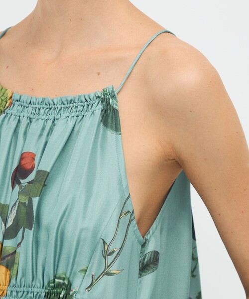 【新品未使用】CABaN Green Showerプリントキャミソールワンピース CABaN ワンピース シルク Green Showerプリント キャミソール