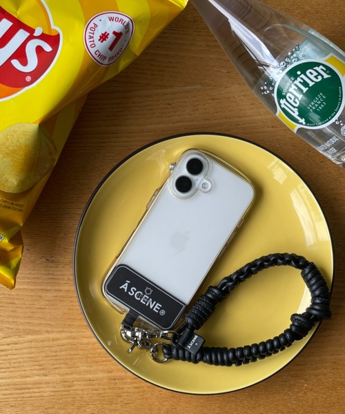 【新品】Design paracord strap-leather-WHITE A SCENE/エーシーン] DESIGN PARACORD STRAP LEATHER デザイン パラ