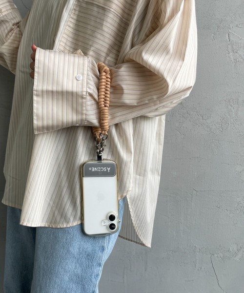 スマホアクセサリー A SCENE Design paracord strap-leather- A SCENE/エーシーン DESIGN PARACORD STRAP Leather