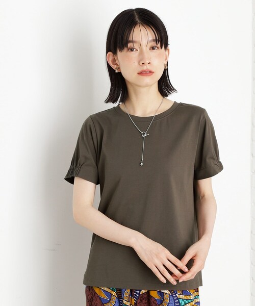 THE SHOP TK （ザ ショップ ティーケー ）の「袖タックTシャツ【接触冷感/毛玉になりにくい/UV】（Tシャツ/カットソー・レディース・ダークブラウン/ブラック/アイボリー・13/12）」の3枚目の写真