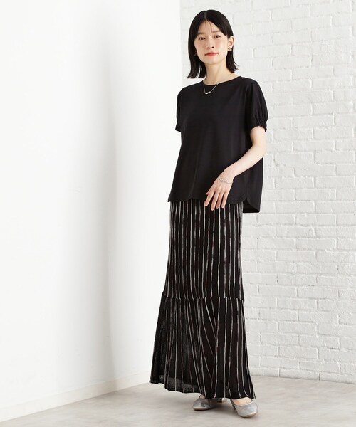 THE SHOP TK （ザ ショップ ティーケー ）の「袖タックTシャツ【接触冷感/毛玉になりにくい/UV】（Tシャツ/カットソー・レディース・ダークブラウン/ブラック/アイボリー・13/12）」の10枚目の写真