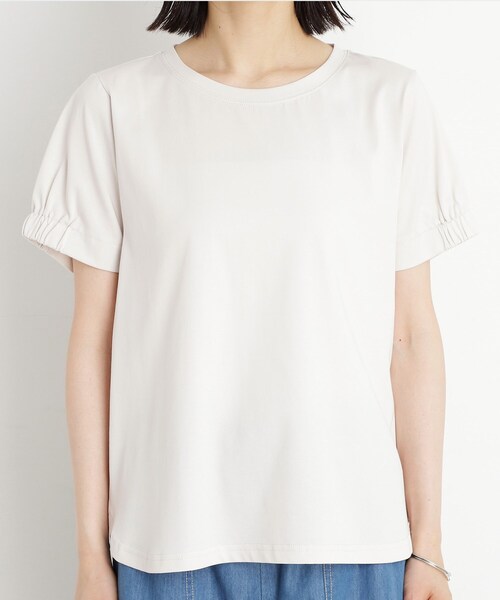 THE SHOP TK （ザ ショップ ティーケー ）の「袖タックTシャツ【接触冷感/毛玉になりにくい/UV】（Tシャツ/カットソー・レディース・ダークブラウン/ブラック/アイボリー・13/12）」の16枚目の写真